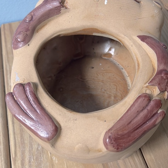 Cute Frog Hand-painted Planter Garden Home Decor Adorable Brown Pot Flower Vase! - Picture 8 of 10